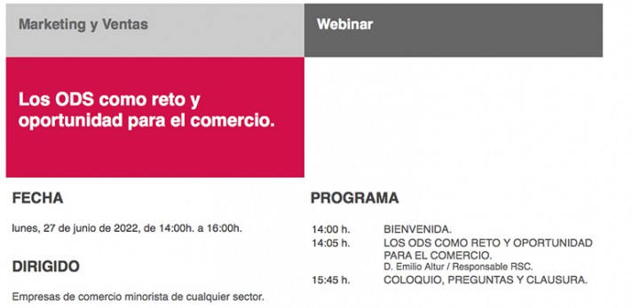 Webinar: Los ODS como reto y oportunidad para el comercio