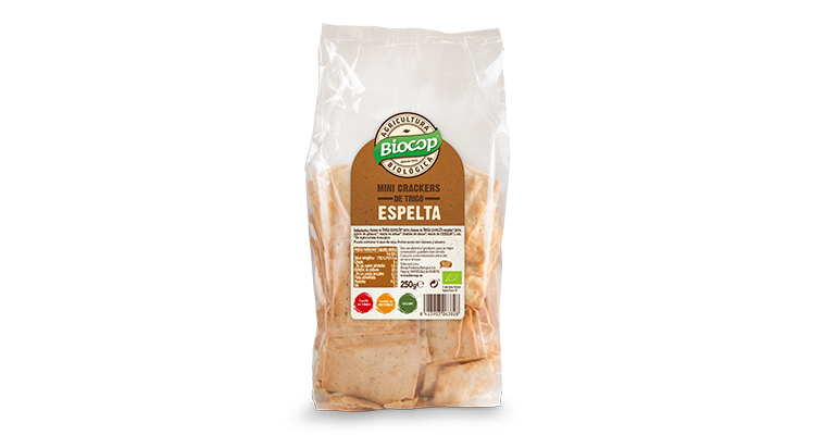 Mini crackers de trigo espelta, aptas para veganos