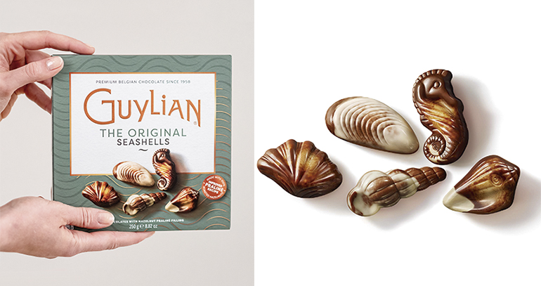 Bombones Guylian, chocolate belga con forma de conchas marinas