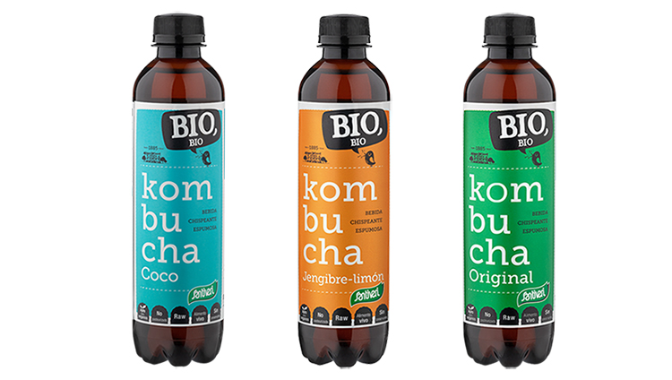 Refrescante kombucha bio con tres sabores a elegir