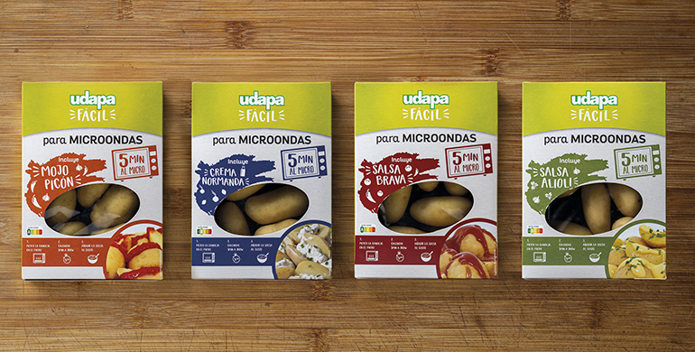 Udapa Fácil se amplía con su gama de patatas microondables con salsas