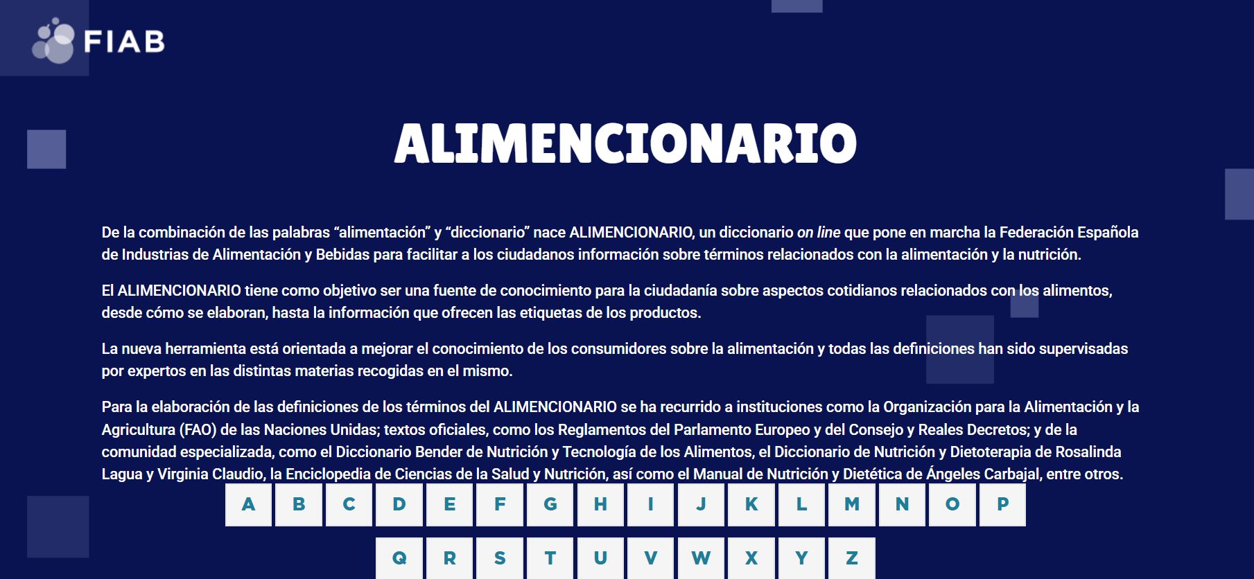 Alimencionario: diccionario online sobre alimentación, nutrición y sus procesos