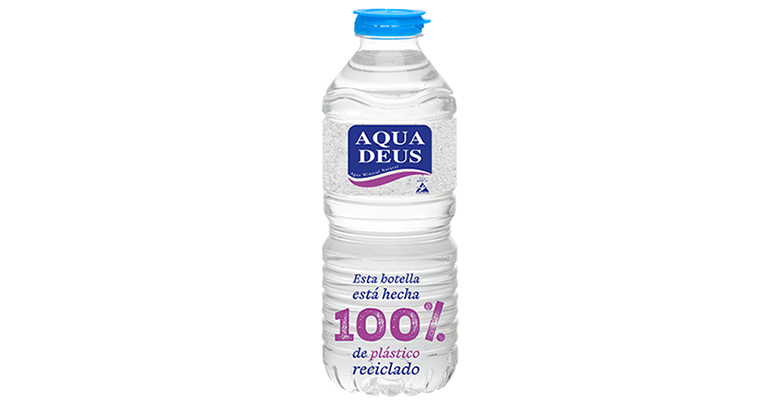 Aquadeus agua botella con plástico 100% reciclado