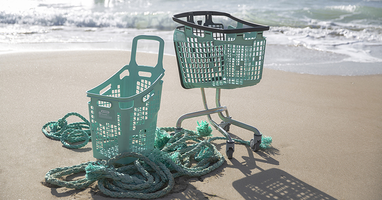 Línea de carros y cestas que recicla el polipropileno de los aparejos de pesca