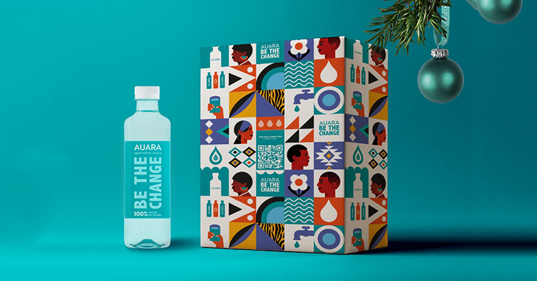 Auara presenta un papel de regalo solidario y la nueva lata de agua con gas