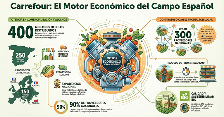 Carrefour comercializa 400 millones de kilos de frutas y verduras del campo español