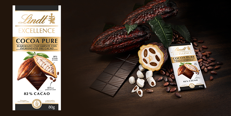 Lindt Execllence Cocoa Pure, primeta table sólo con ingredientes del cacao