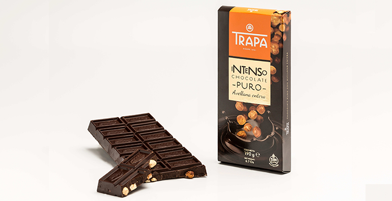 Tabletas Trapa Intenso: 190 gramos de chocolate puro y frutos secos enteros