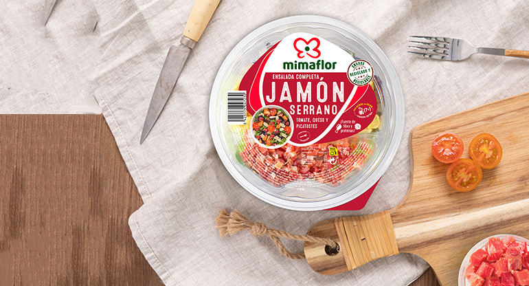 Mimaflor presenta su ensalada de Jamón Serrano con receta mejorada