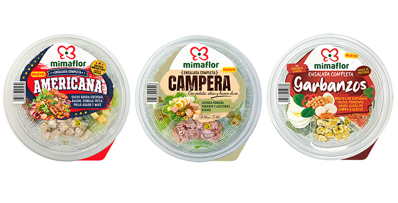 ensaladas Mimaflor americana, campera y de garbanzos