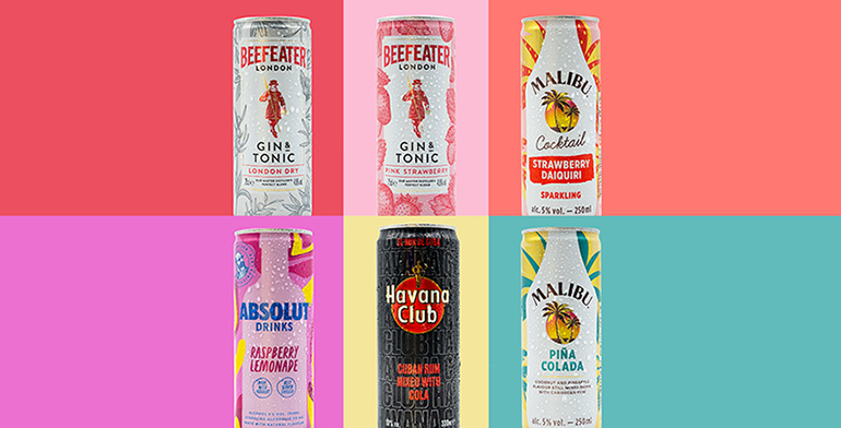 Redi, cócteles en lata de Beefeater, Absolut, Malibú y Havana Club