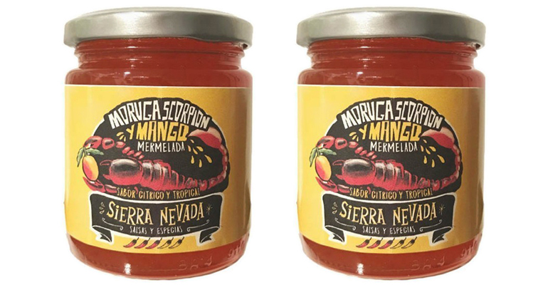 Mermelada de Moruga Scorpion con mango, sabor que combina el picante con un toque muy tropical 