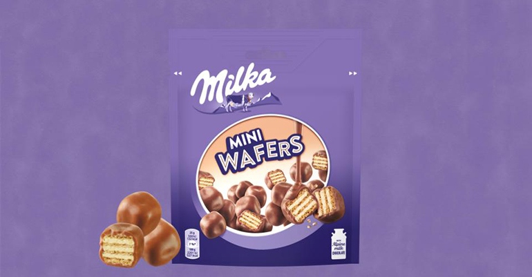 Milka Mini Wafers,  galletitas de barquillo cubiertas de chocolate con leche Milka
