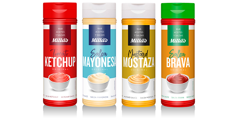 Aceites Millàs, salsas de ketchup, mayonesa, mostaza y brava