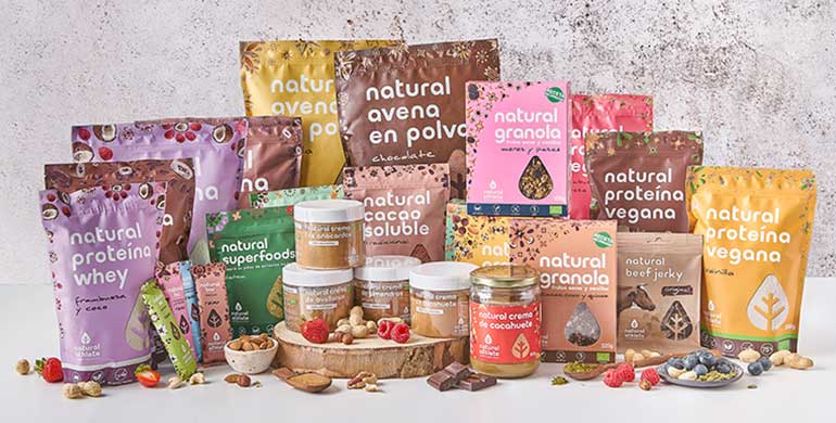 Gama de productos Natural Athlete, 100% naturales, sin gluten ni azúcares añadidos