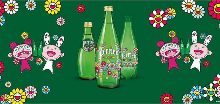 El universo pop de Takashi Murakami envasado en edición limitada en las icónicas botellas de Perrier