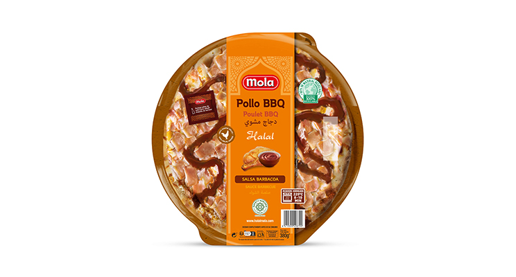 Pizza Halal de pollo barbacoa