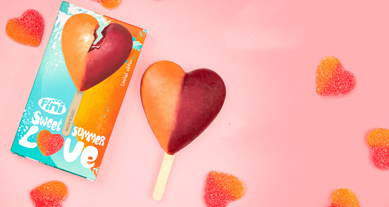 Rocambolesc reinterpreta la gominola de corazón de Fini en el helado más dulce de este verano