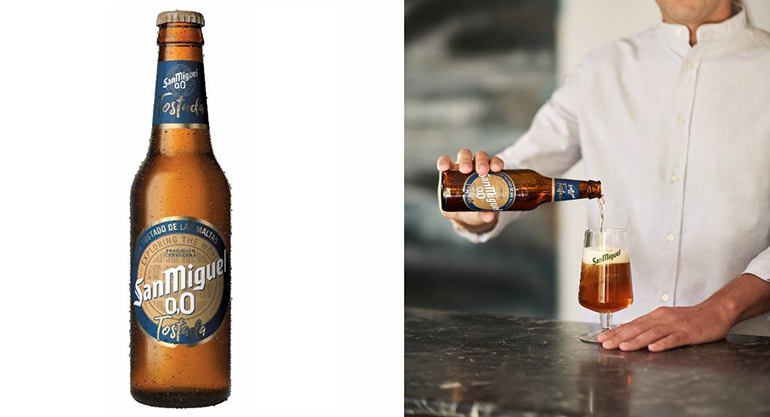 San Miguel 0, 0  Tostada: nueva Amber Lager de agradable amargor suave y un punto de dulzor