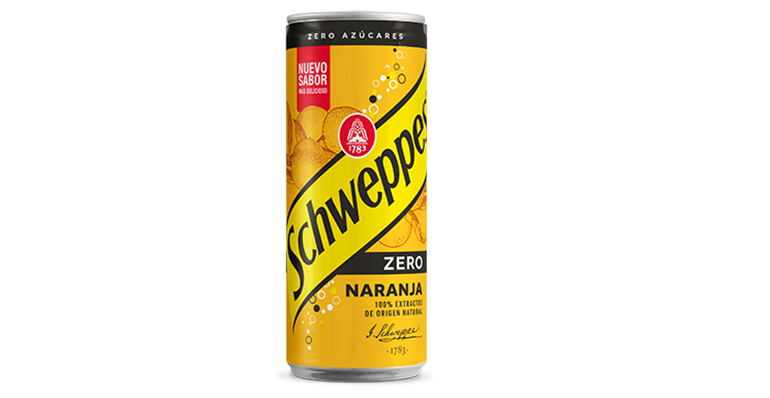 Schweppes Naranja Zero, con extractos naturales sin azúcares ni calorías