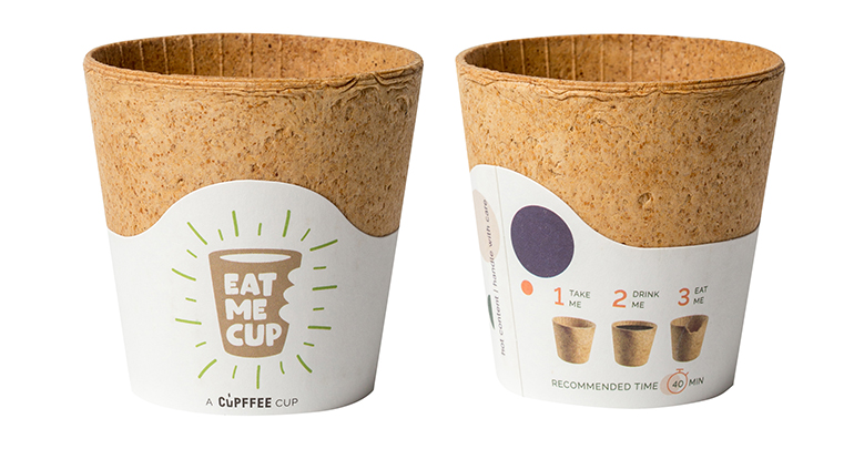 Taza de café comestible, hecha con galleta. Sin aditivos, vegana y de producción ecológica