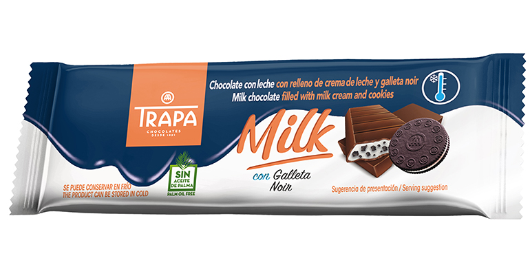 TrapaMilk con galleta Noir: alto contenido en leche, crujiente textura y 