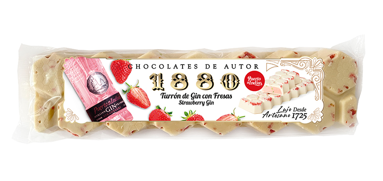 1880 presenta este turrón con sabor a ginebra de fresa