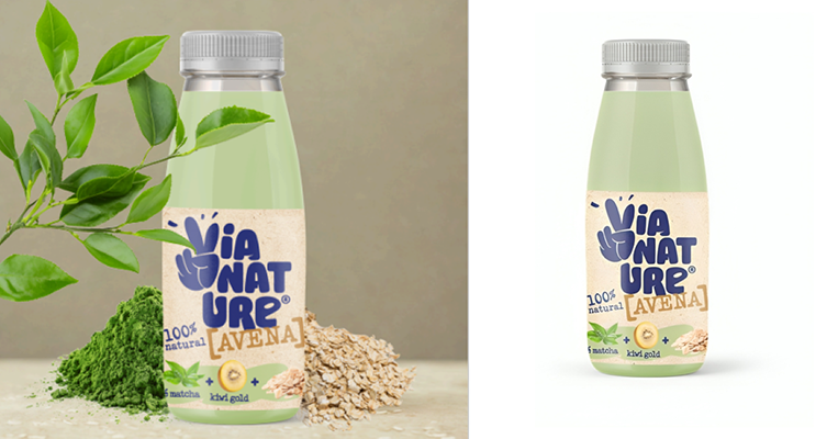 Bebida de avena, matcha y kiwi