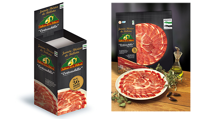 Jamón Ibérico de Bellota “Cortecuchillo” en atractivo expositor para el punto de venta